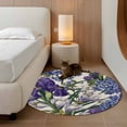 thumbnail image 2 of Round Rug 4Ft Washable Non-Slip, Spring Flowers Circle Area Rugs for Living Room Bedroom, Purple Hydrangea Orchid Floral Country Beige Indoor Floor Mats Carpet Runner for Home Decor Aesthetic, 2 of 8
