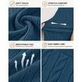 thumbnail image 3 of QUALFORT Women’s Short Sleeve Cable Knit Sweater, Crew Neck Lightweight Pullover, Blue Green, Size L, 3 of 7