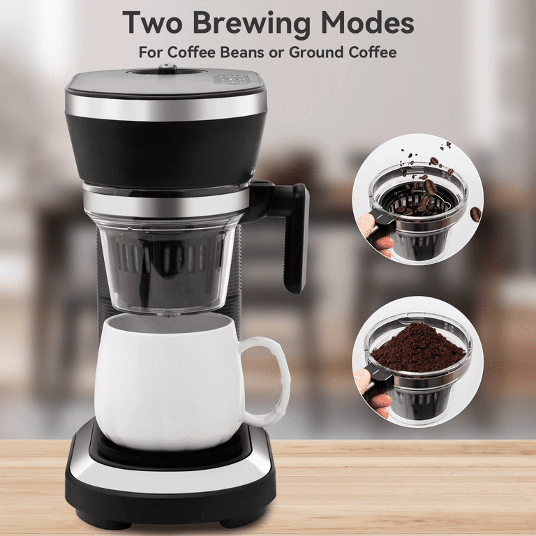 Bean to Cup Grind and Brew Coffee Maker, 2-in-1 One Cup Coffee
