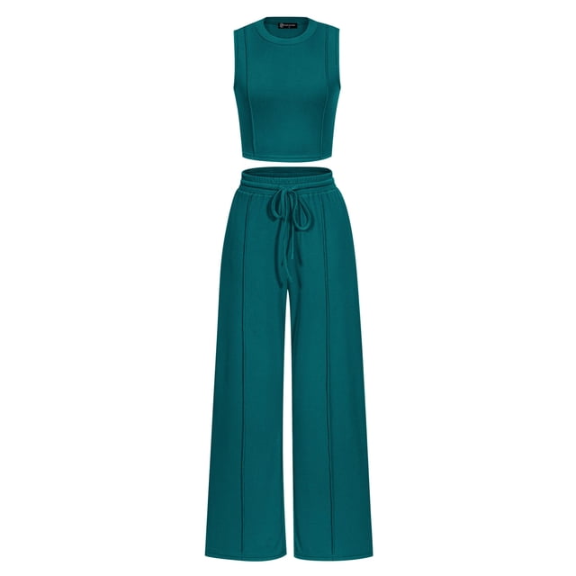 Conjunto de Ropa Casual para Mujer de 2 Piezas PRETTYGARDEN Azul Verde Talla L