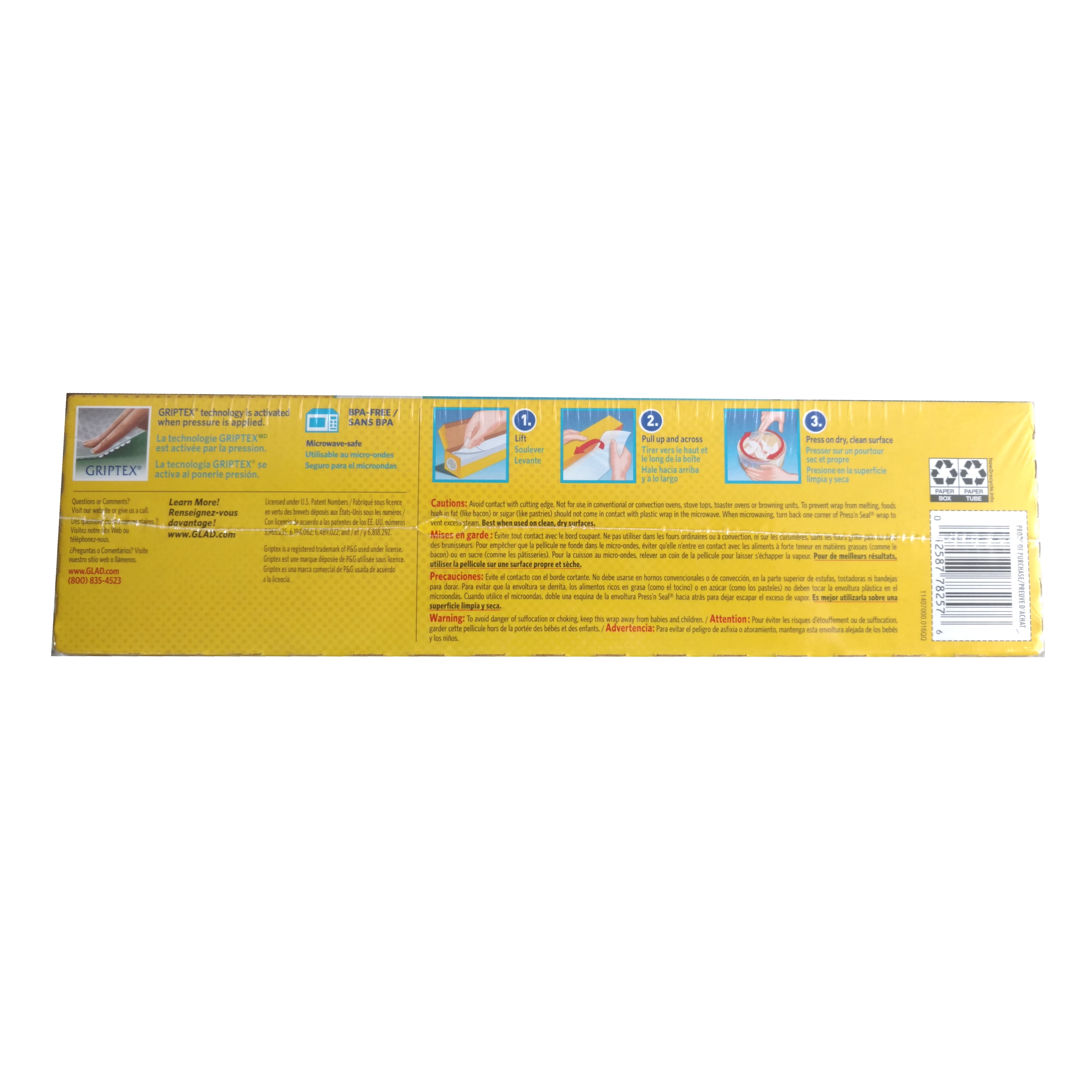 Glad, Food Wrap, Press'n Seal 140 sq. ft. per roll, 3pk - Walmart.com