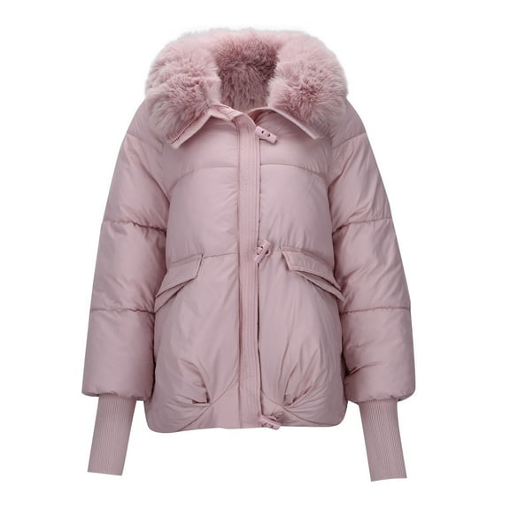 Plus Size Winter Padded Jacket for Women with Removable Collar Down Insulated Thickened Warm Coat Outerwear