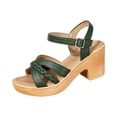 thumbnail image 2 of Women's Braided High Heels Sandals Summer Chunky Platform Gladiator Sandals Ankle Straps Vacation Casual Beach Shoes, 42, 2 of 7