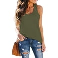 thumbnail image 2 of Women Summer Tops Women Sleeveless Summer Casual Tops O Neck Solid Color Casual Shirts Loose Fit Blouse Women's Shirts Sleeveless Tunic Loose Fit Tank Top Dresses for Clothes Woman Denim Army Green XL, 2 of 7