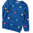 thumbnail image 3 of Cyndeelee Girls Long Sleeve Knit Pullover Christmas Sweater Crewneck Holiday Sweater Shirt (Blue with Multi Hearts, 3T), 3 of 5