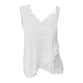 thumbnail image 3 of Endives Women's Tanks Camisole Top Summer Casual Hollow Out Solid Color Scallop Edge V Neck Tank Top White, 3 of 4