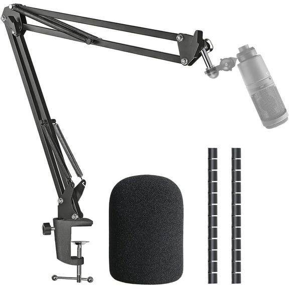 AT2020 Microphone Stand with Pop Filter, Compatible with Audio-Technica AT2020,  AT2020V USB Mic Boom Arm, Computer Gaming Microphone Arm with Cable Sleeve by SUNMON