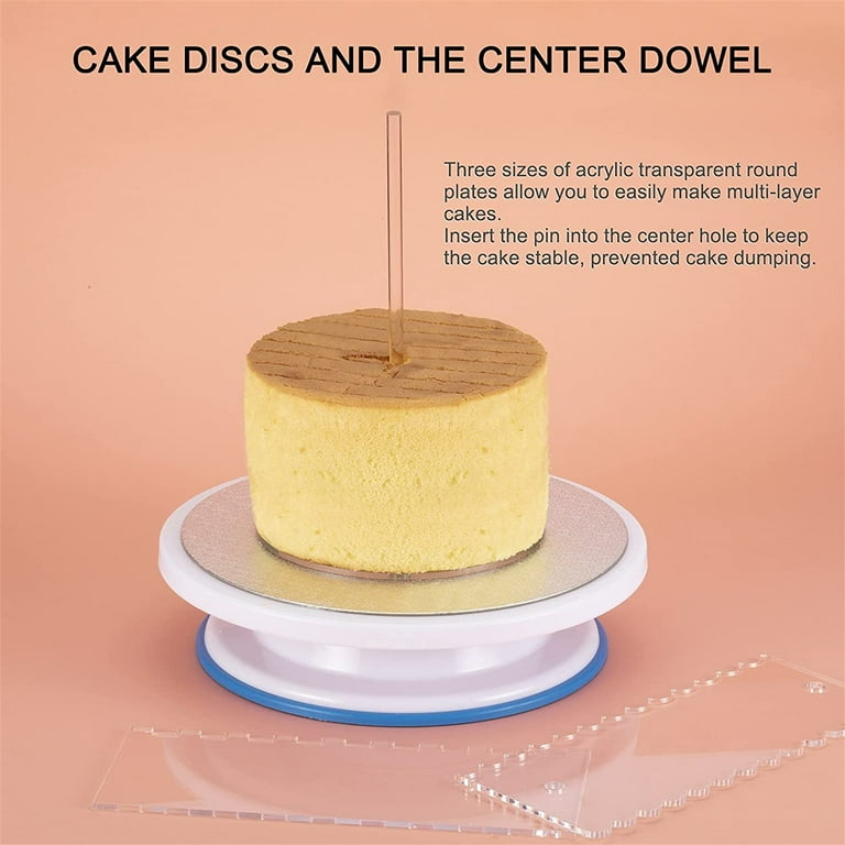 8.5 inch Acrylic Cake Discs - Set of 2 Circles (0.22 inch thick) with  Scraper - Buttercream Round Cake Decorating Icing Bake Tools