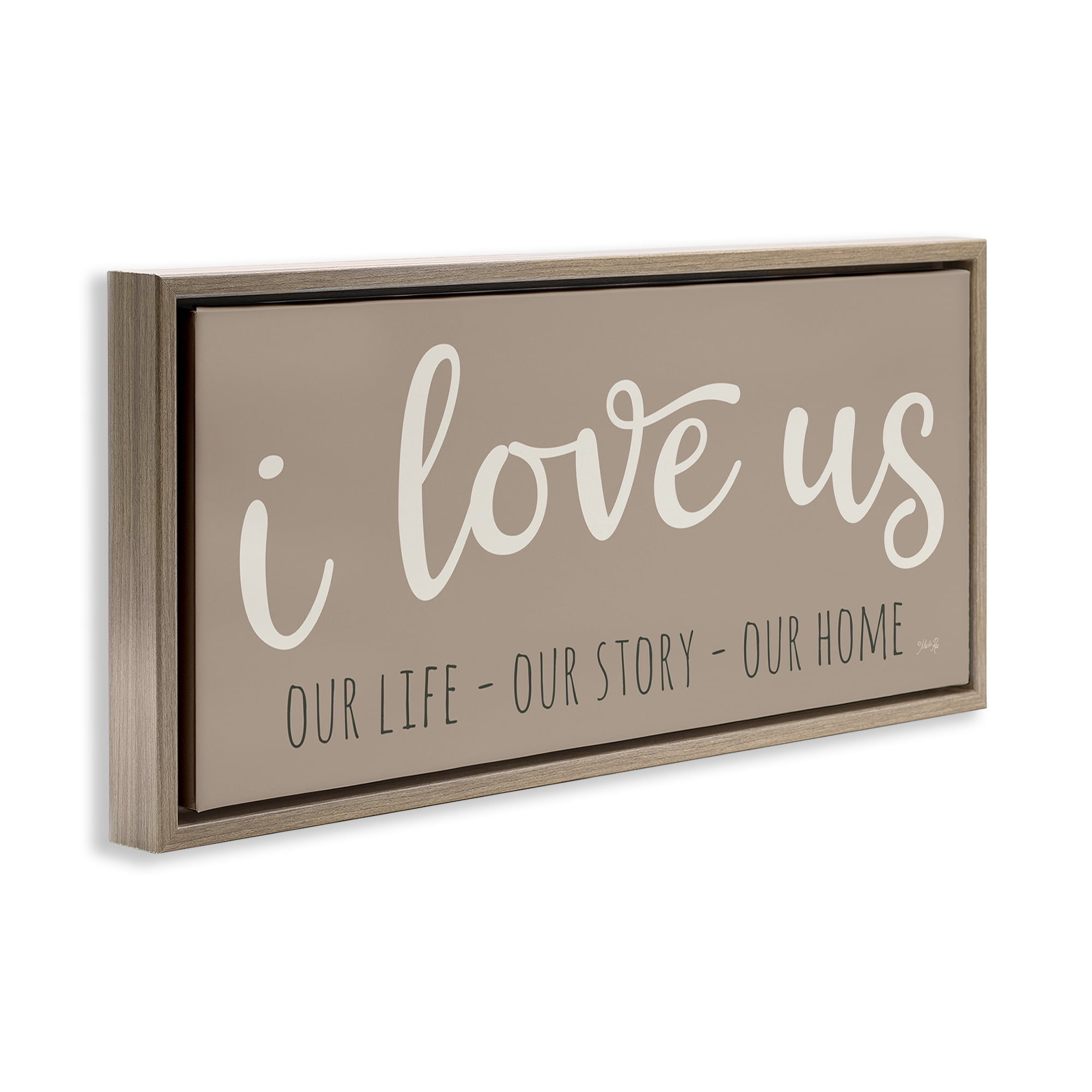 Stupell Industries I Love Us Romantic Typography Painting Brown Floater Framed Art Print Wall Art, 25 x 11