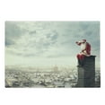 thumbnail image 1 of Christmas Cutting Board, Santa Claus Sitting on Chimney Above the City, Decorative Tempered Glass Cutting and Serving Board, in 3 Sizes, by Ambesonne, 1 of 2