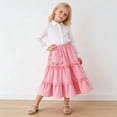 thumbnail image 2 of Toddler Girls Casual Elastic Waist Tiered Skirt Cute Ruffle Pocket Long Skirt Spring Summer Daily Wear 4-14Y, 2 of 7