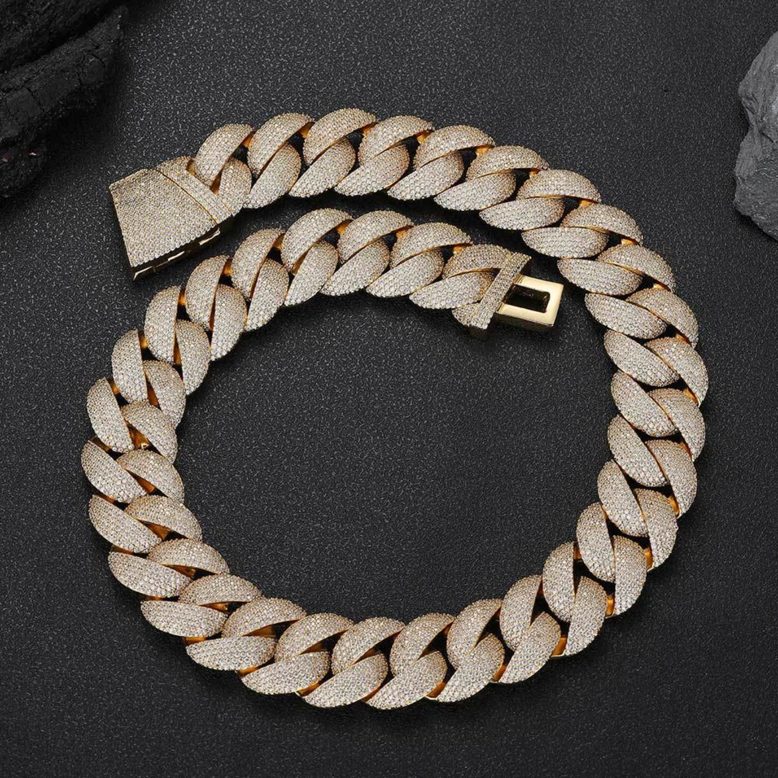 Extra Shiny Miami Cuban Link Chain for Men, Width 22mm Mens Cuban Chain, Solid Thick Big Hip Hop Iced Out Cuban Link Chain Necklace, 16-24 Inch - Gift Box Included