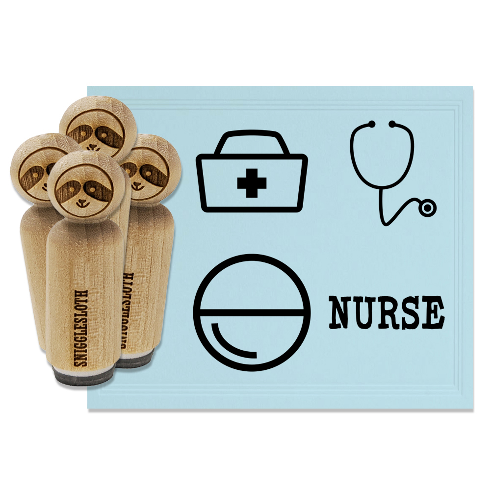 Hospital Nurse RN Stethoscope Hat Bag Pill Rubber Stamp Set for Stamping Crafting Planners