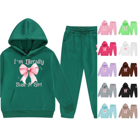 HCYSFG Girls Graphic Print Tracksuit Sets 2 Piece Fleece Long Sleeve Hooded Sweatsuit Sets Hoodie And Jogger Pants Matching Sets