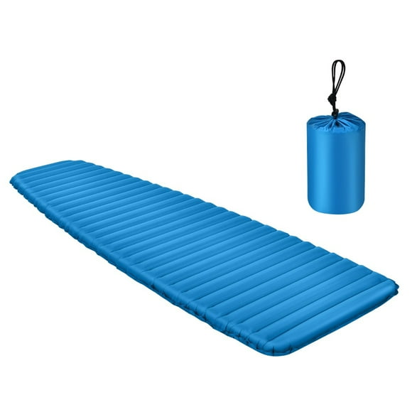 Costway Colchón Inflable de Camping Impermeable y Cómodo Colchoneta Ultraligero para Senderismo 197 x 63 x 7,5 cm Azul