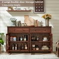 thumbnail image 6 of Joaxswe Buffet Cabinet with Drawers, 59" W Sideboard Storage Cabinet with Adjustable Shelf & Glass Doors for Kitchen Dining Room, Brown, 6 of 9