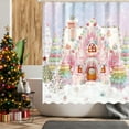 thumbnail image 4 of Seyotauo Christmas Candy House Shower Curtain 71 x 47 inch Christmas Pink Gingerbread House Home Bathroom Decorations Winter Merry Xmas Bathtub Curtain Set with 12 Hooks, 4 of 6