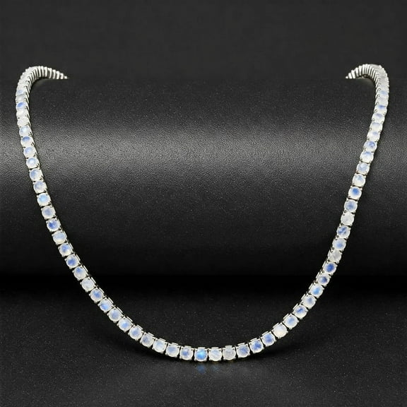 Moonstone Tennis Necklace for Woman in 925 silver, June Birthstone Jewelry , Layered Choker Necklace