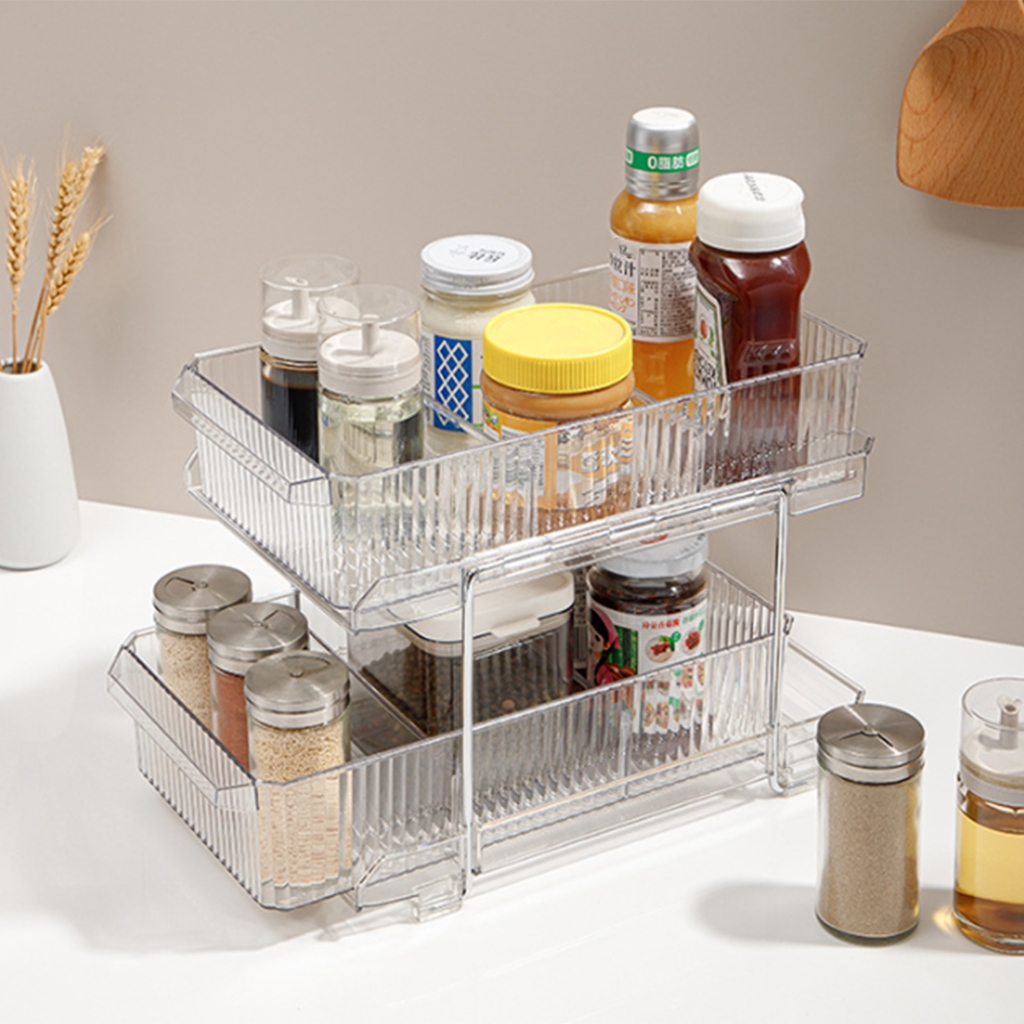 Compact Vertical Storage Rack Acrylic Under Sink Organizers With Dividers
