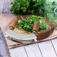thumbnail image 3 of Cutting Board & Knife - Wooden Chopping Board & 2-Bladed Curved Herb Cutter - Round Wood Board & Double Blade Rocker Chopper, 3 of 5