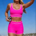 thumbnail image 5 of Women High Waisted Cute Bikini Set Neon Bikini 2 piece Teen Swimsuit 2 Piece Bathing Suits Color Block Hot Pink S, 5 of 5