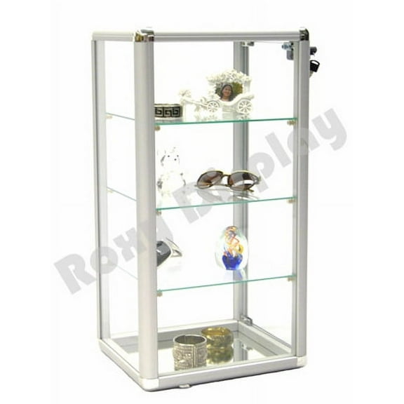 Roxy Display Lockable Door Glass Countertop Display Case, 14'' x12'' x 27''