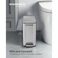 thumbnail image 4 of Slim 2.6 Gallon Bathroom Trash Can - Stainless Steel Garbage Bin with Soft-Close Lid & Foot Pedal, Space-Saving Design, Silver, 4 of 7