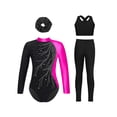 thumbnail image 1 of TTAO Gymnastics Leotard for Girls Long Sleeve Sparkly Rhinestone Ballet Dance Unitard Jumpsuit with Shorts Set Rose 8, 1 of 7