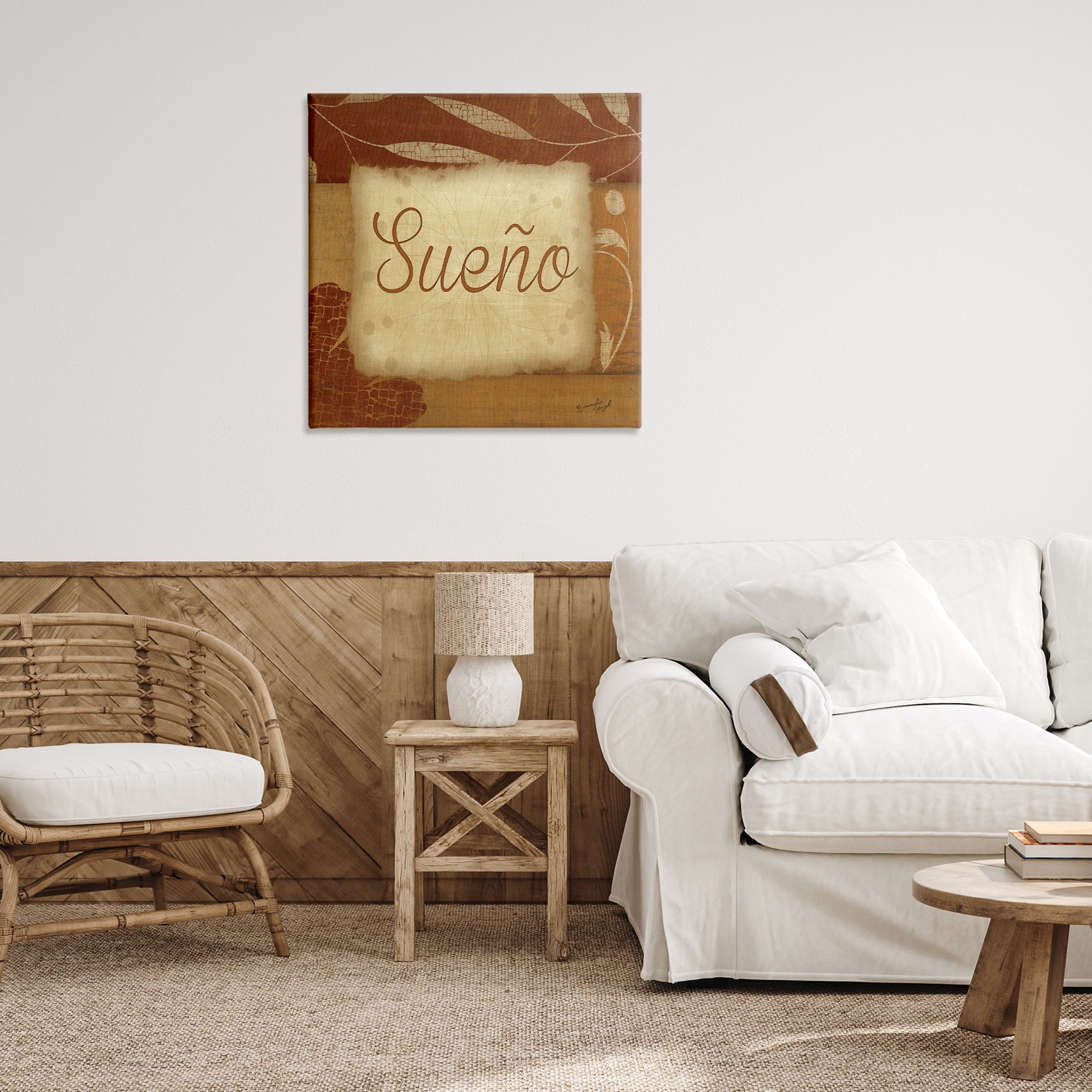 Stupell Industries Sueño con Flores Tradicionales Typography and Symbols Painting Wrapped Canvas Art Print Wall Art, 30 x 30