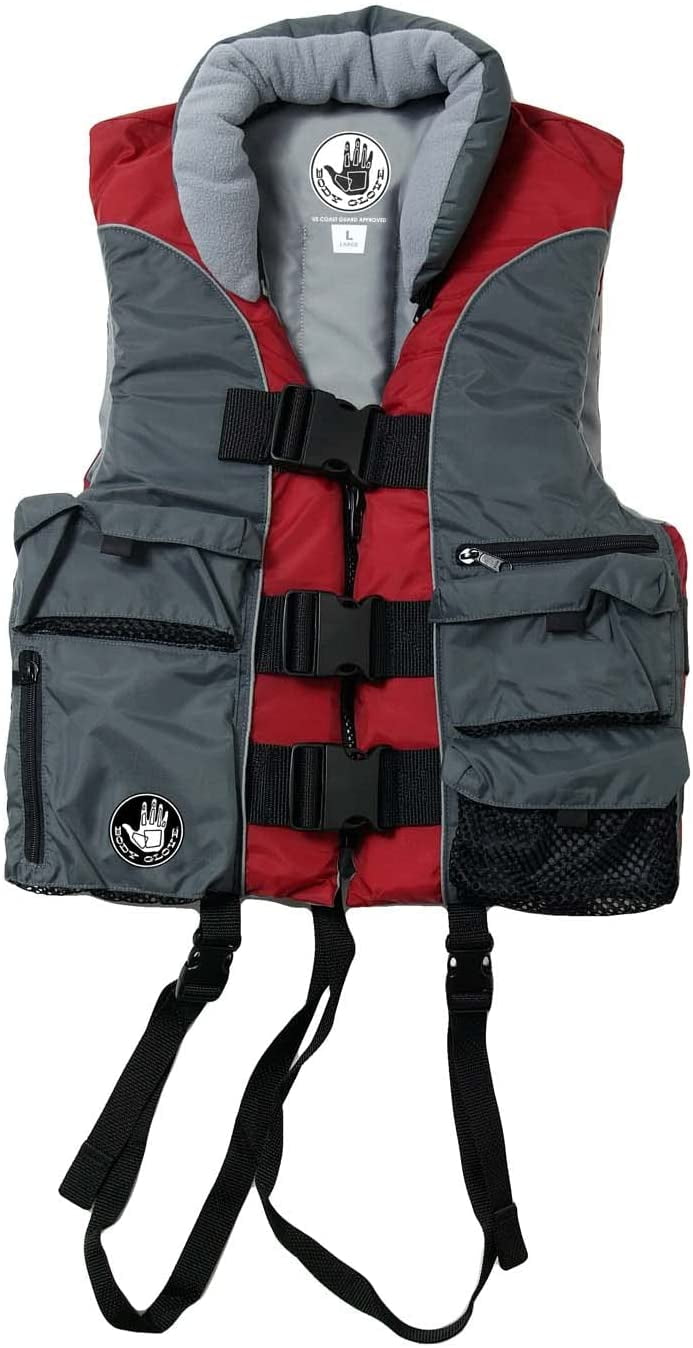Body Glove Angler Unisex Adult Fishing PFD Life Jacket USCG Approved, Red