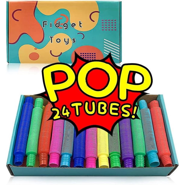 Fidget Tubes Fidget Toy Juguetes sensoriales 24 piezas para aliviar el estrés emocional para autismo Niños Hombre y mujer Tipo S Tubo de 24 piezas -