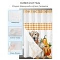 thumbnail image 2 of No Hook Cloth Fabric Shower Curtain with Snap in Liner, Pumpkins Thanksgiving Waterproof Shower Curtains Set with See Through Top Window, Fall Orange Plaid Dog Farmhouse Bath Curtains Shower 72"x84", 2 of 6