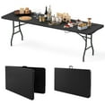 thumbnail image 1 of Costway 8 ft Portable Folding Table with HDPE Tabletop Safe Lock Mechanism Carrying Handle Black, 1 of 10