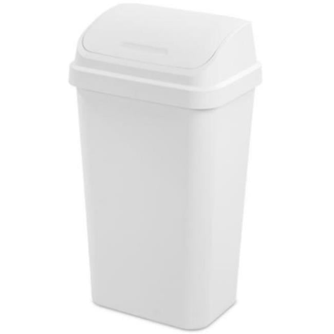 Sterilite 13 Gallon Trash Can, Plastic Swing Top Kitchen Trash Can