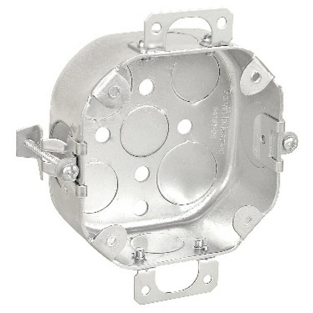 2 Pcs, 4 In. Octagon Box for Cut In Old Work, 11/2 In. Deep, (2) 1/2