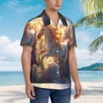 thumbnail image 3 of Sikiie Rainbow Cloud White Horse Print Men's Hawaiian Shirt, Summer Beach Button Pocket Short Sleeve T-Shirt,Medium, 3 of 7
