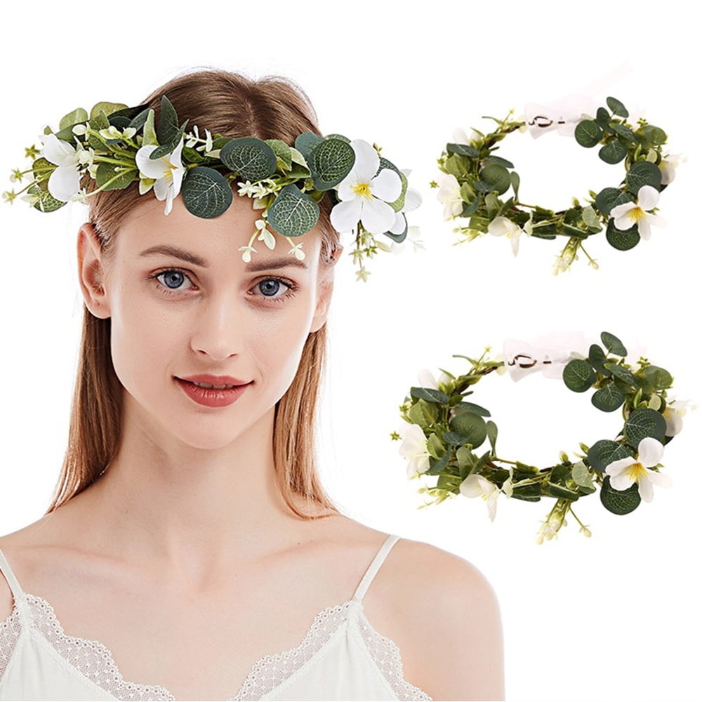Halo Zip Tie Headband White Floral Accents