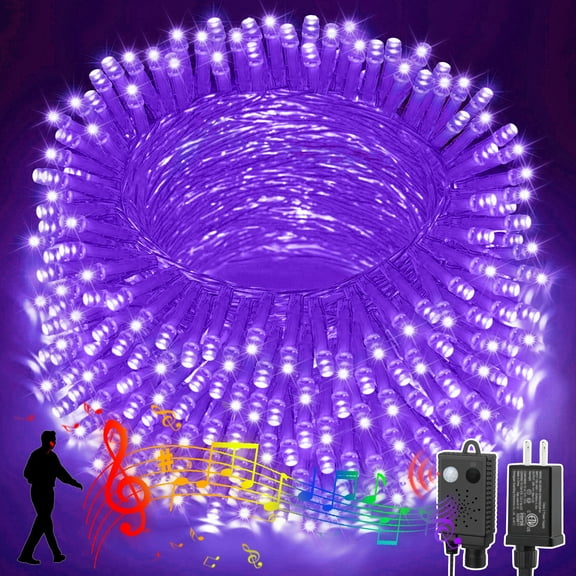 LAMPHOME 66ft Music Christmas Mini Lights,200 LED Fairy Starry String Light Plug in for Indoor Outdoor Xmas Tree Wedding Party Decoration (Purple)