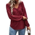 thumbnail image 4 of Xuanfei Women V Neck Front Pocket Long Sleeve Top, 4 of 7