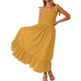 thumbnail image 2 of Txlixc - Vestido midi de verano para mujer, informal, con tirantes finos, sin mangas, de talle alto, fluido, línea A, largo Txlixc Estilo de ocio, 2 of 6