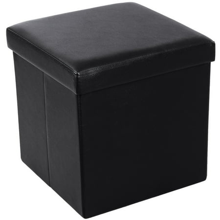 Zimtown Folding Cube Leather Ottoman Storage Box Lounge Seat Footstool