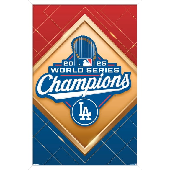 MLB Los Angeles Dodgers - 2025 World Series Team Logo Wall Poster, 22.375" x 34" Framed