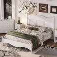 thumbnail image 2 of LiviNest Queen Size Platform Bed Frame: White Wood Bed with Storage Space & Easy Assembly - Retro Style Platform Bed for Small Apartments & Rental Homes, 2 of 6