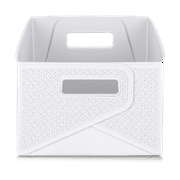 Starplast Collapsible Decorative Plastic Storage Bins, Set of 3, White