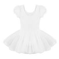 thumbnail image 4 of vastwit Kids Girls Short Bubble Sleeves Sparkly Round Neck Rhinestone Swan Lake Tutu Dance Dress White 6, 4 of 7
