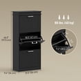 thumbnail image 3 of HOMCOM Narrow Shoe Cabinet with Flip Drawers Adjustable Shelf, Black, 3 of 10