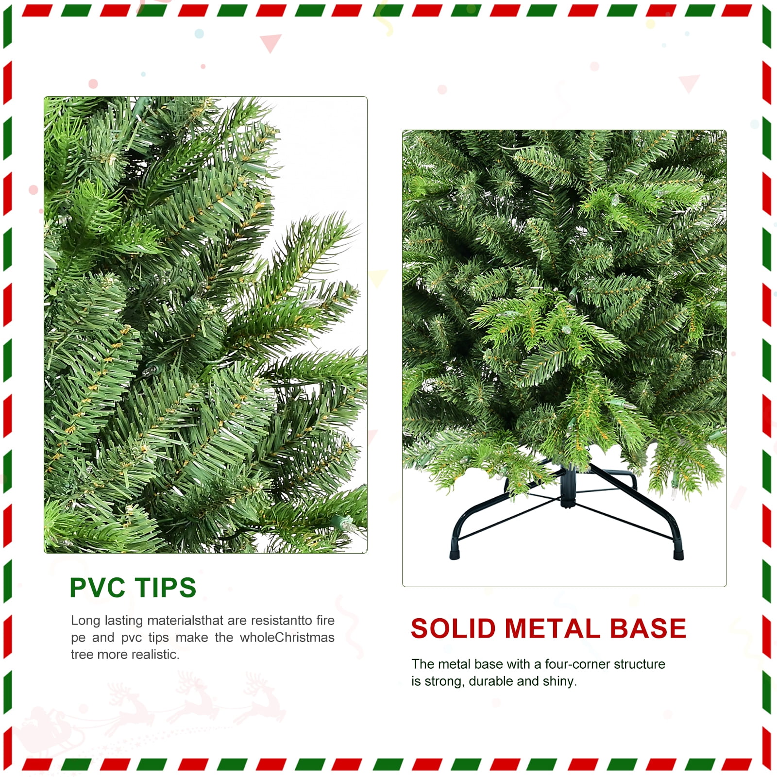 7.5ft Lush Christmas Tree 1599 Tips Hinged Branches Metal Stand Indoor Holiday Decor