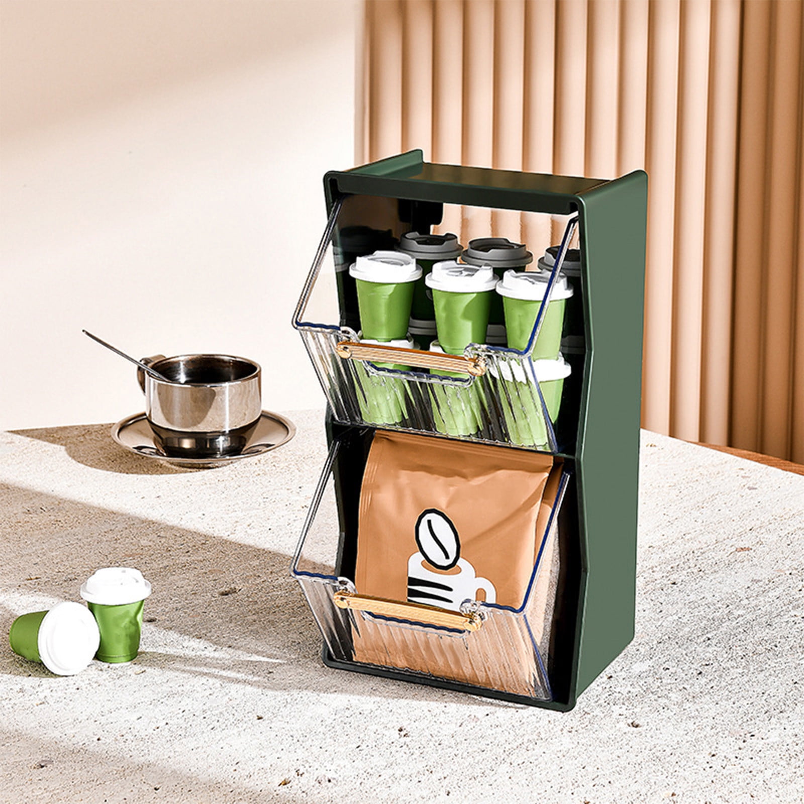Porte-Sachets Thé 3 Tiroirs Organisateur Cuisine - Boîte à Tisanes Épices Maquillage, Rangement Plastique Empilable Blanc