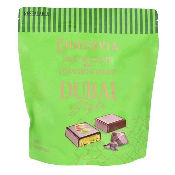 Chocovia Dubai Chocolate – Milk Chocolate with Pistachio & Kadaif, Individually Wrapped Gourmet Chocolates