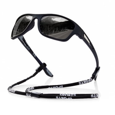 AOMASTE Polarized Sports Sunglasses for Men Wrap Around Sun Glasses for Cycling Running Driving Fishing UV Protection (Black)